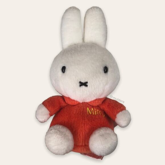 Vintage Y2K 2000 Mini Miffy Bunny Rabbit Character White & Orange Plush Plushie - Picture 1 of 7